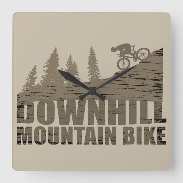 MTB Downhill Mountain Biking Square Wall Clock (Front)
