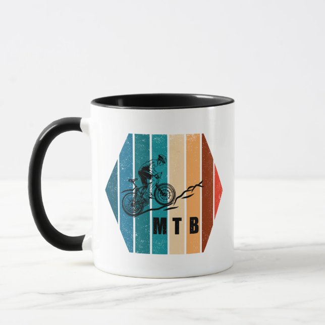 Mtb downhill mountain biking vintage mug (Left)