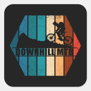 Mtb downhill mountain biking vintage square sticker