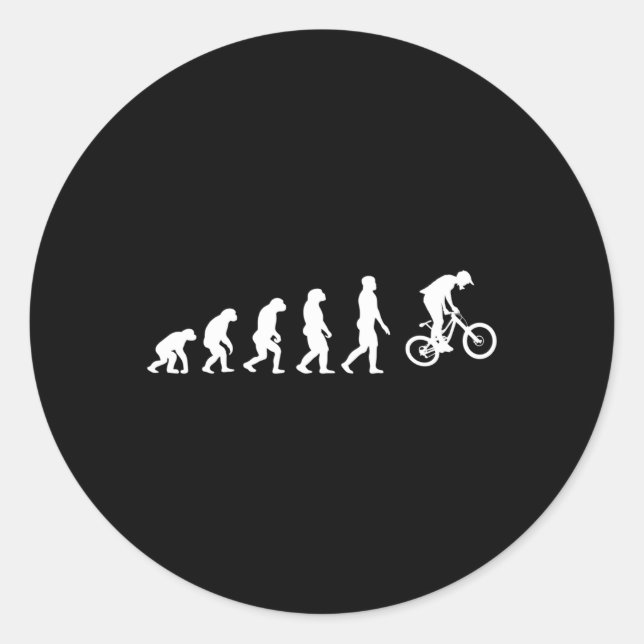 Mtb Mountain Bike Evolution Classic Round Sticker (Front)