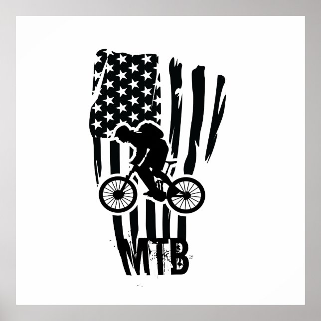 Mtb mountain biking US American black vintage flag Poster (Front)