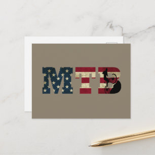 Mtb Patriotic Vintage American Flag Mountain Bike Holiday Postcard