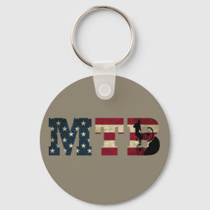 Mtb Patriotic Vintage American Flag Mountain Bike Key Ring