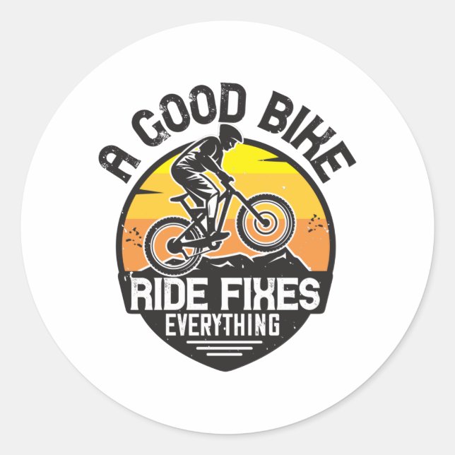 MTB - Ride Fixes Everything Classic Round Sticker (Front)