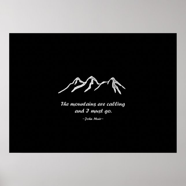 Mtns are calling/Snowy blizzard on Black Design Poster (Front)
