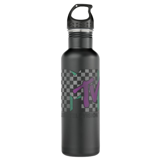 MTV Chequered Distressed Retro Logo 519 710 Ml Water Bottle (Front)