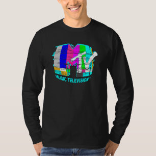 MTV Distressed Vintage Pop Art Rainbow Static Glit T-Shirt