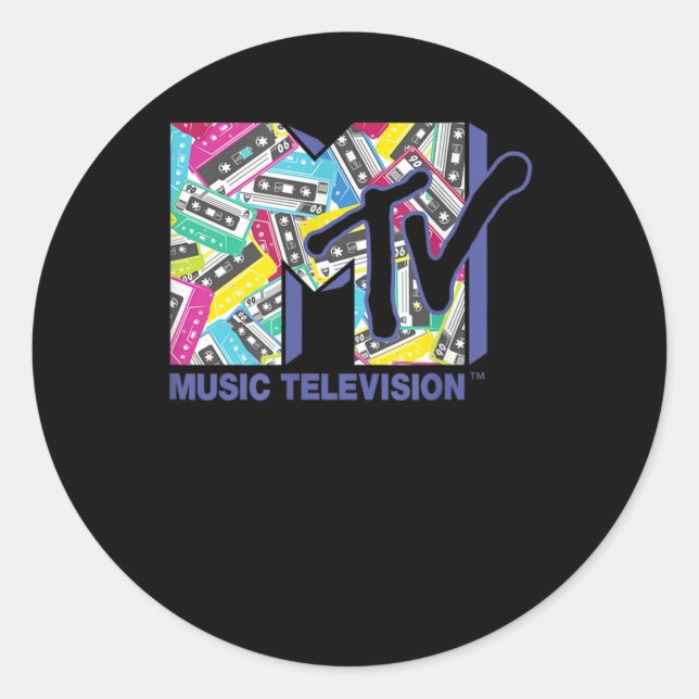MTV Logo With Retro 80s Tapes Classic Round Sticker (Front)