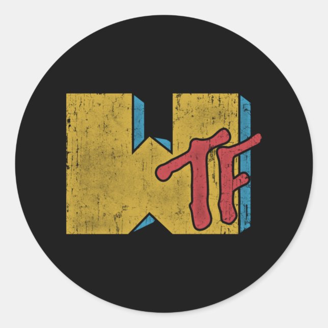 Mtv Logo WTF Distressed Style Classic Round Sticker (Front)
