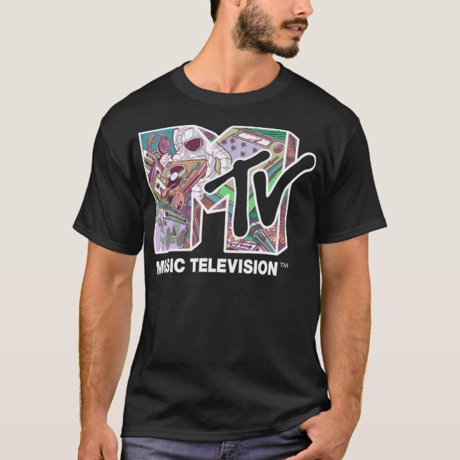 Mtv Music Television Astronaut Collage Logo Fill T-Shirt (Front)