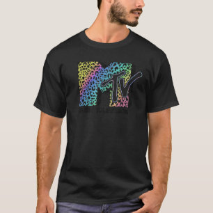 MTV Rainbow Grade Cheetah Print Logo Fill Graphic T-Shirt