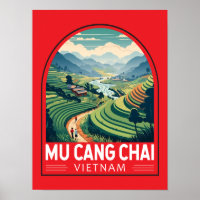 Mu Cang Chai Vietnam Travel Retro Emblem