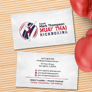 Muay Thai and Kickboxing Coach - Blue Red Busines Business Card
