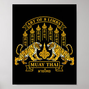 Muay Thai Art of 8 Limbs Tiger Design Martial Arts Poster