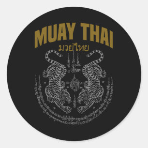 Muay Thai Art Twin Tigers Muay Thai Fighter Mma Ma Classic Round Sticker