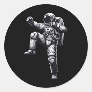 Muay Thai Astronaut Kickboxing Classic Round Sticker