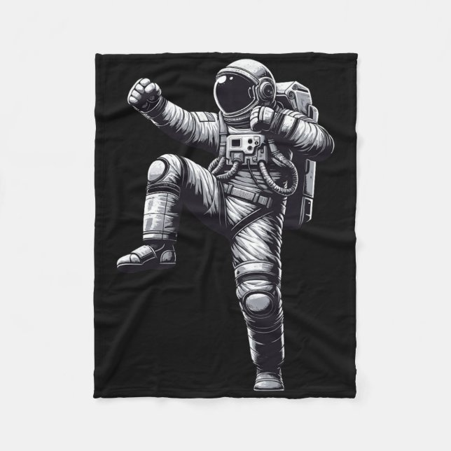 Muay Thai Astronaut Kickboxing  Fleece Blanket (Front)
