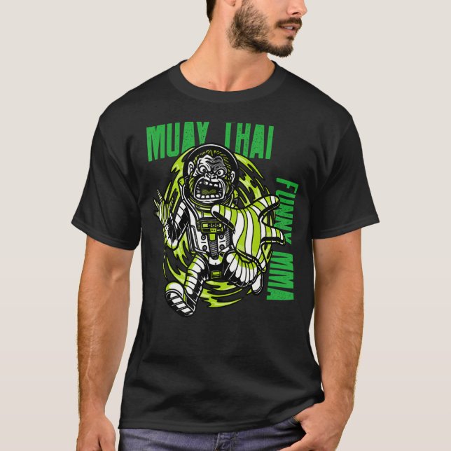 Muay Thai Astronaut Monkey, Space, Mma, Fighting,  T-Shirt (Front)