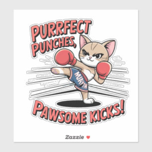 Muay Thai Boxing Cute Anime Cat Sticker