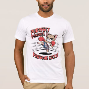 Muay Thai Boxing Cute Anime Cat T-shirt