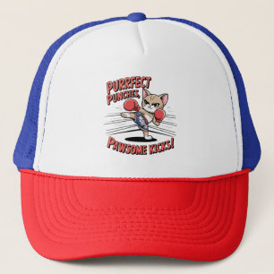 Muay Thai Boxing Cute Anime Cat Trucker Hat