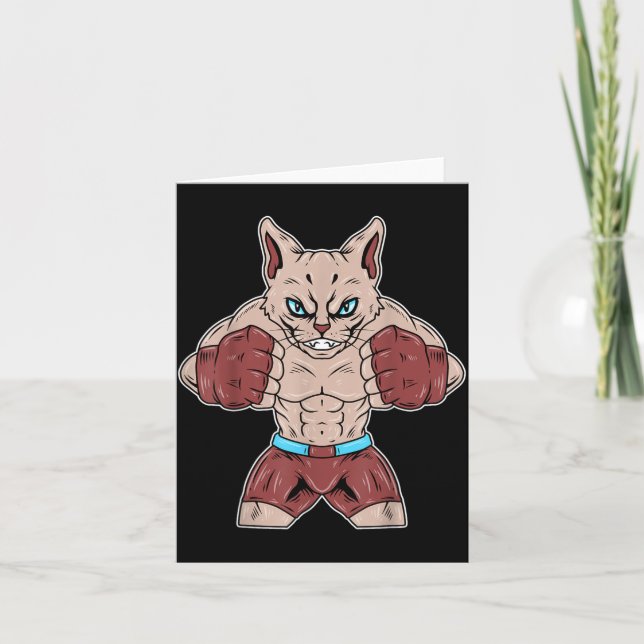 Muay Thai Boxing Devon Rex Cat MMA Boxer Funny Card (Front)