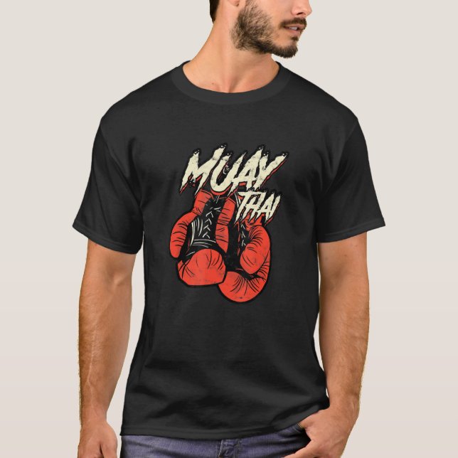 Muay thai boxing glove  Mixed Martial Arts Kickbox T-Shirt (Front)