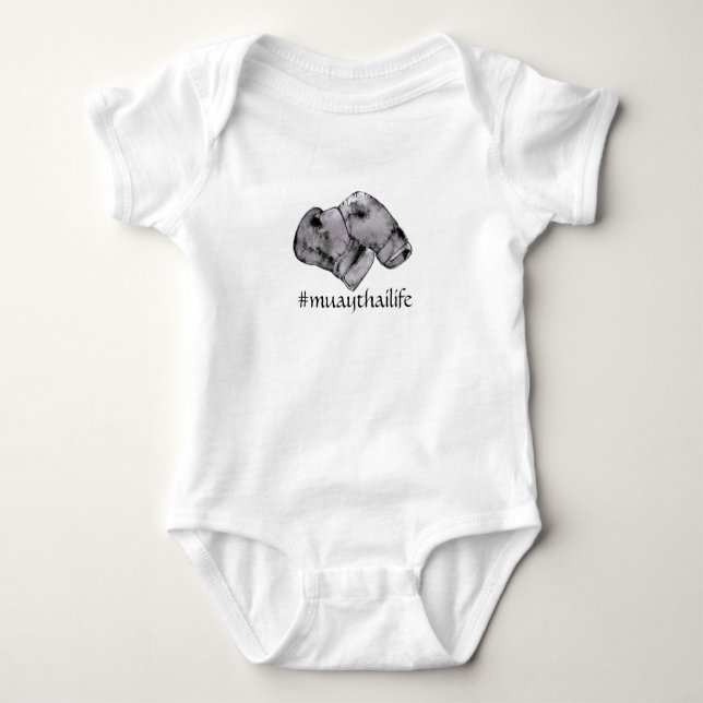 Muay Thai Boxing Gloves Baby Bodysuit (Front)