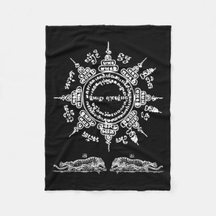 Muay Thai Buddha Tattoo Kickboxing Cultural Sak Fleece Blanket