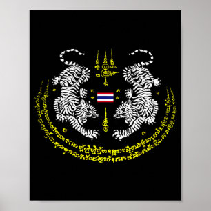 Muay Thai Buddha Tattoo Kickboxing Cultural Sak Poster