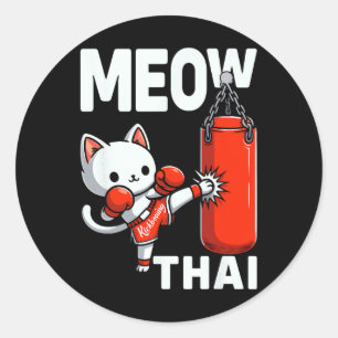 Muay Thai Cat Boxing Martial Arts Fighter Sport Cu Classic Round Sticker