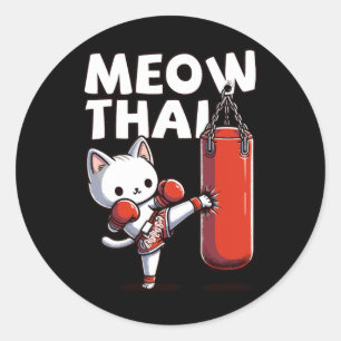 Muay Thai Cat Meow Thai  Classic Round Sticker