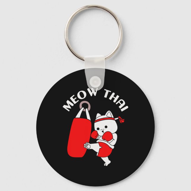 Muay Thai Cat Meow Thai  Key Ring (Front)