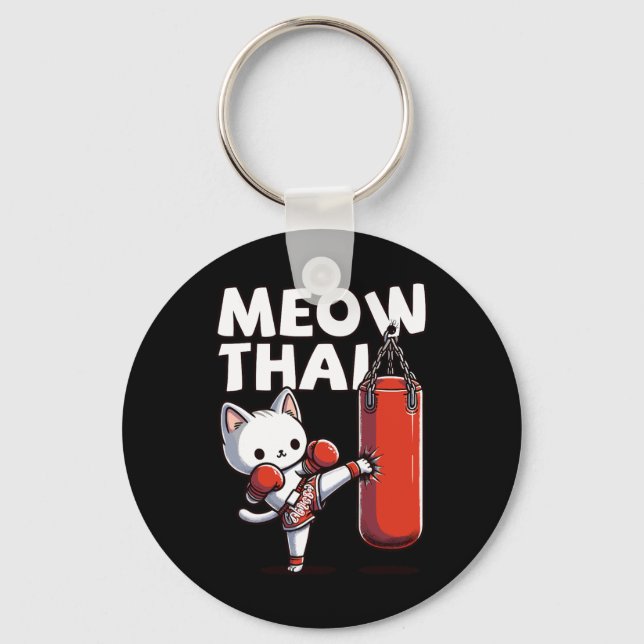 Muay Thai Cat Meow Thai  Key Ring (Front)