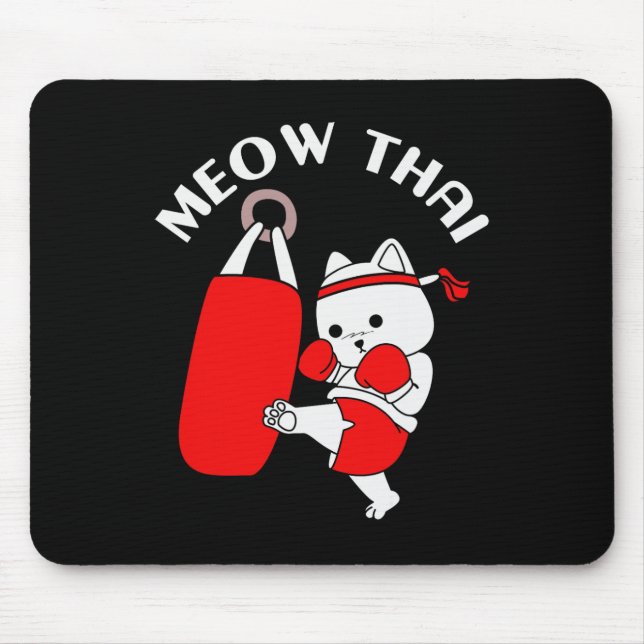 Muay Thai Cat Meow Thai  Mouse Pad (Front)
