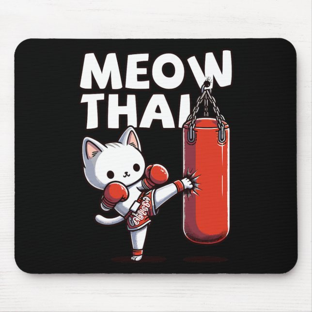 Muay Thai Cat Meow Thai  Mouse Pad (Front)