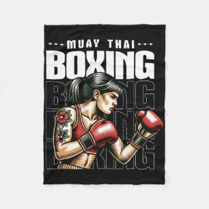 Muay Thai Female Fighter Mma Vintage Martial Arts Fleece Blanket