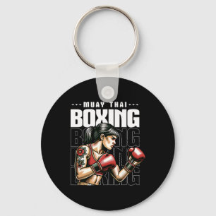 Muay Thai Female Fighter Mma Vintage Martial Arts Key Ring