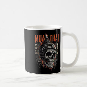 Muay Thai Fight Club Mechanical Skull Warrior Kick Coffee Mug
