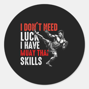 Muay Thai Fighter For Men Dad Boys Thai Kickboxing Classic Round Sticker