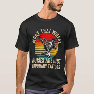 Muay Thai Fighter For Men Dad Boys Thai Kickboxing T-Shirt