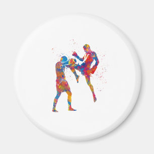 Muay thai fighter in watercolor magnet