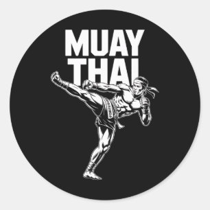 Muay Thai Fighter Vintage Martial Arts Thai Boxing Classic Round Sticker