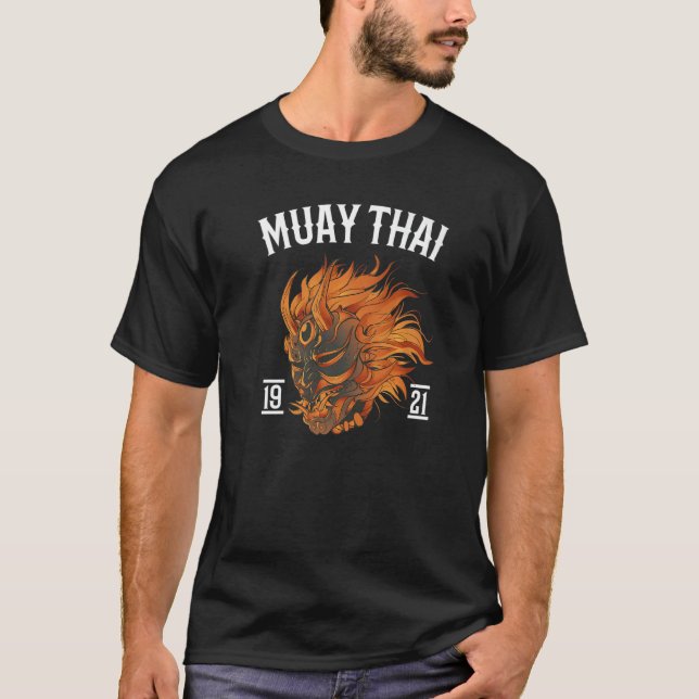 Muay Thai Fighting Oni Mask Hannya Thai Boxing T-Shirt (Front)