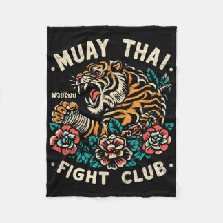 Muay Thai Fighting Tiger Mma Kickboxing Traditiona Fleece Blanket