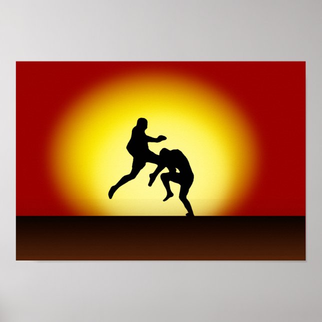 Muay Thai Flying Knee "Sunset in Thailand" Poster (Front)