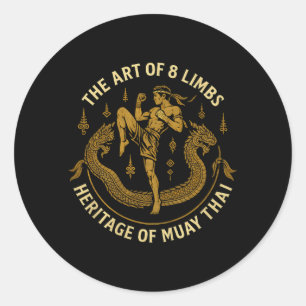 Muay Thai Heritage Art of 8 Limbs Combat Srts Classic Round Sticker