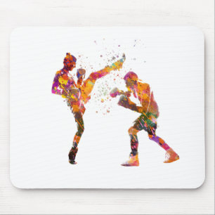 Muay thai in watercolor mouse pad