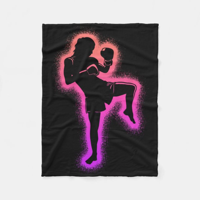 Muay Thai Kickboxer Martial Arts Women Kids Girls  Fleece Blanket (Front)