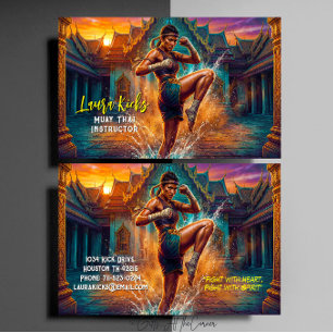 Muay Thai Kickboxing Martial Arts Instructor Business Card